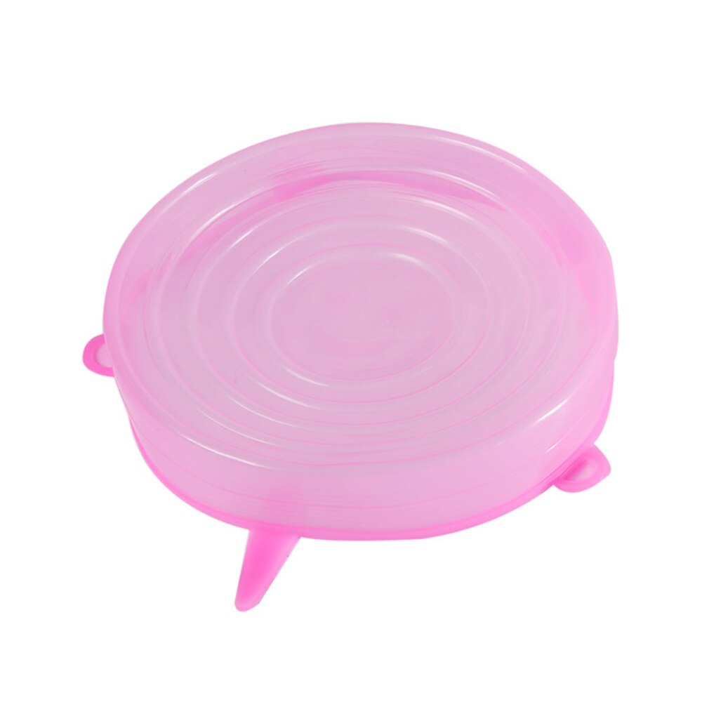 Cubierta protectora Universal de silicona para alimentos, 6 uds., funda para tapa, recipiente flexible, funda para alimentos frescos, funda para microondas, accesorios de cocina: pink