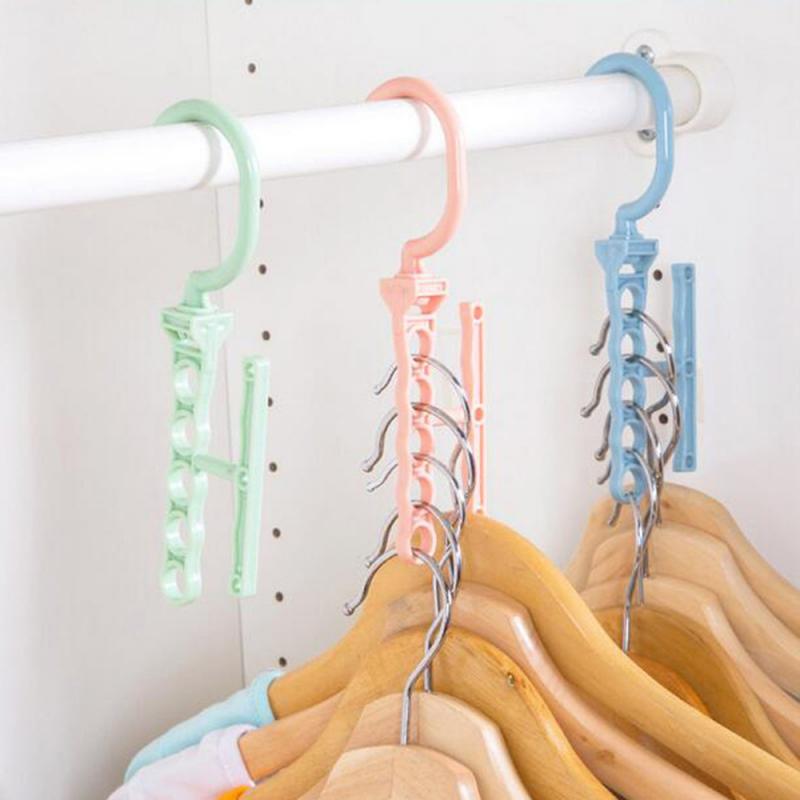 Nine-hole Support Hangers Magic Clothes Coat 5-hole Hanger Organizer Plastic Scarf Cabide Rack Wardrobe Clothes Drying Racks