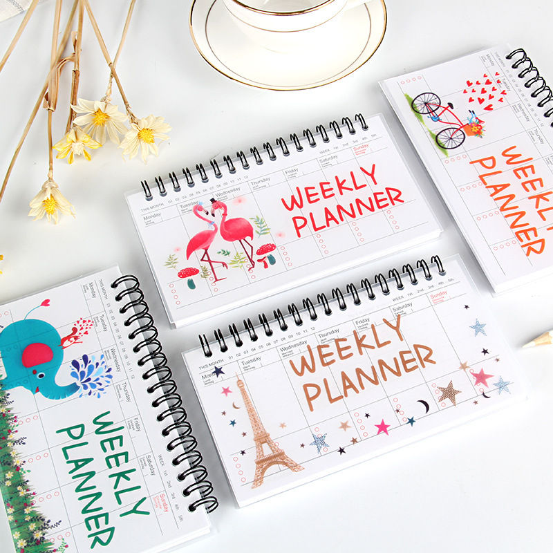 Coloffice Cute Cartoon Animal Weekly Planner Coil Notebook Schedule Agenda Filofax Mini Kawaii Students Stationery 100 Pages 1PC