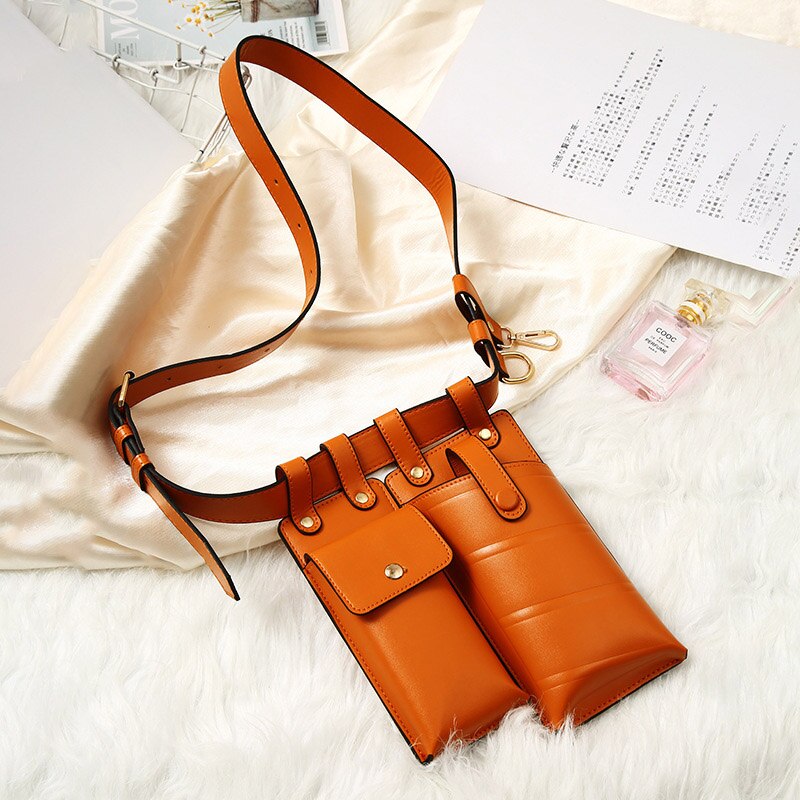 Luxury Waist Bag Phone Bag Female Chest Bag Shoulder Crossbody Bag Purse Woman Fanny Pack: A brown  Waist bag