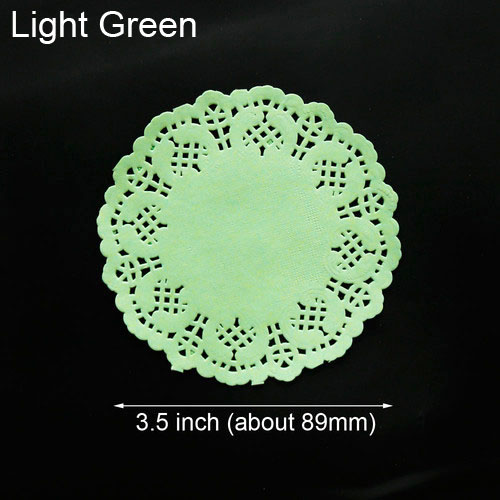 Napperon rond en papier dentelle de 3.5 pouces, blanc, rose, or, rouge, pour gâteau, tapis de décoration de Table, pour fête, mariage, noël, 100 pièces: 3.5inch Light Green