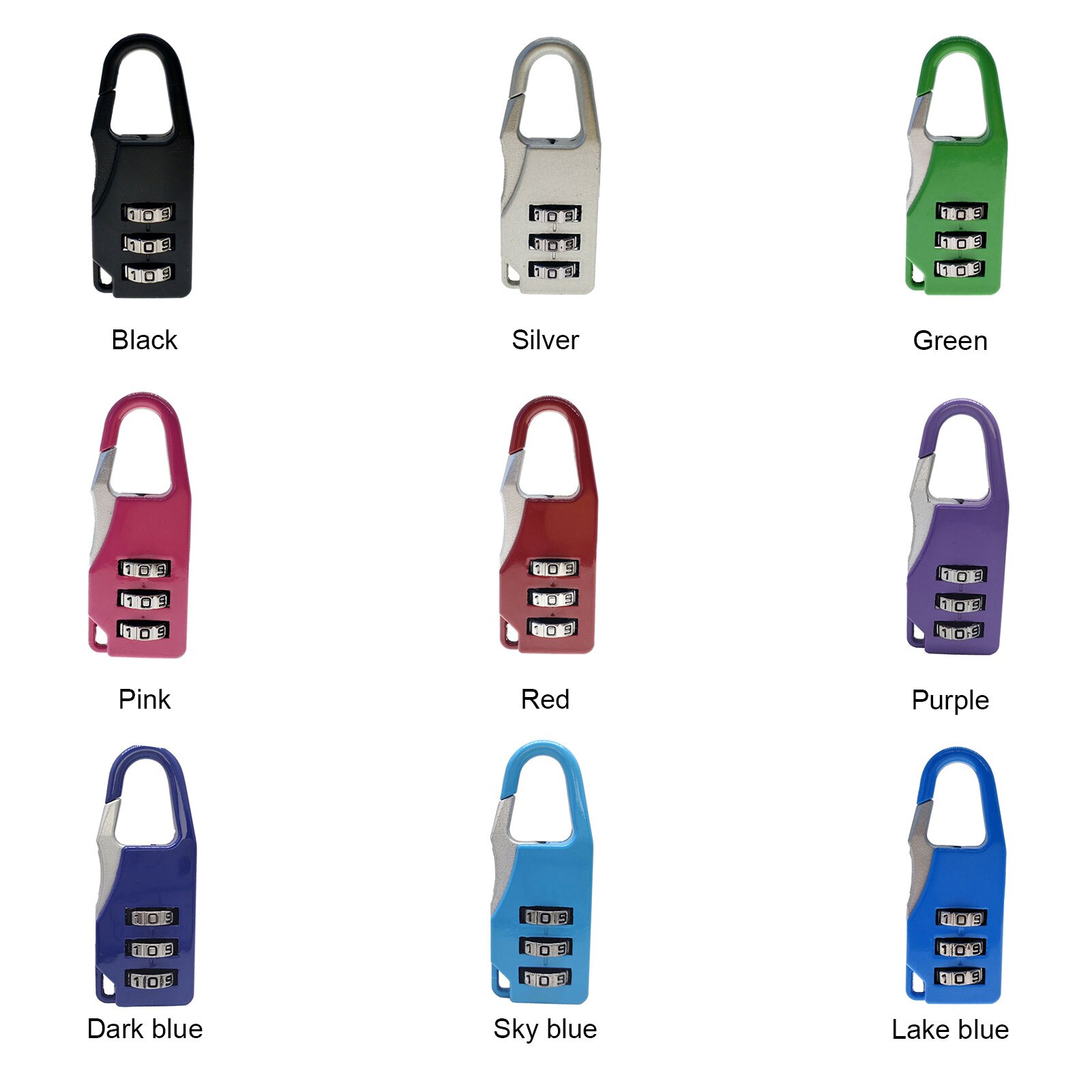 3 Dial Digit Number Code Password Combination Padlock Travel Security Safe Lock