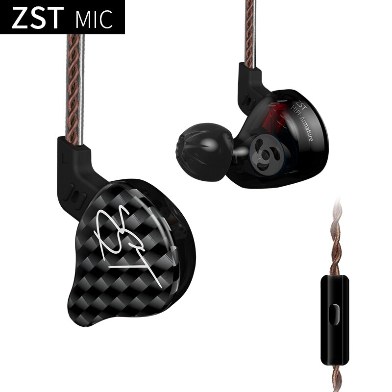 Kz Zst Dual Driver Oortelefoon Dynamische En Armatuur Afneembare Kabel Monitoren Geluidsisolerende Hifi Muziek Sport Oordopjes 1DD + 1BA