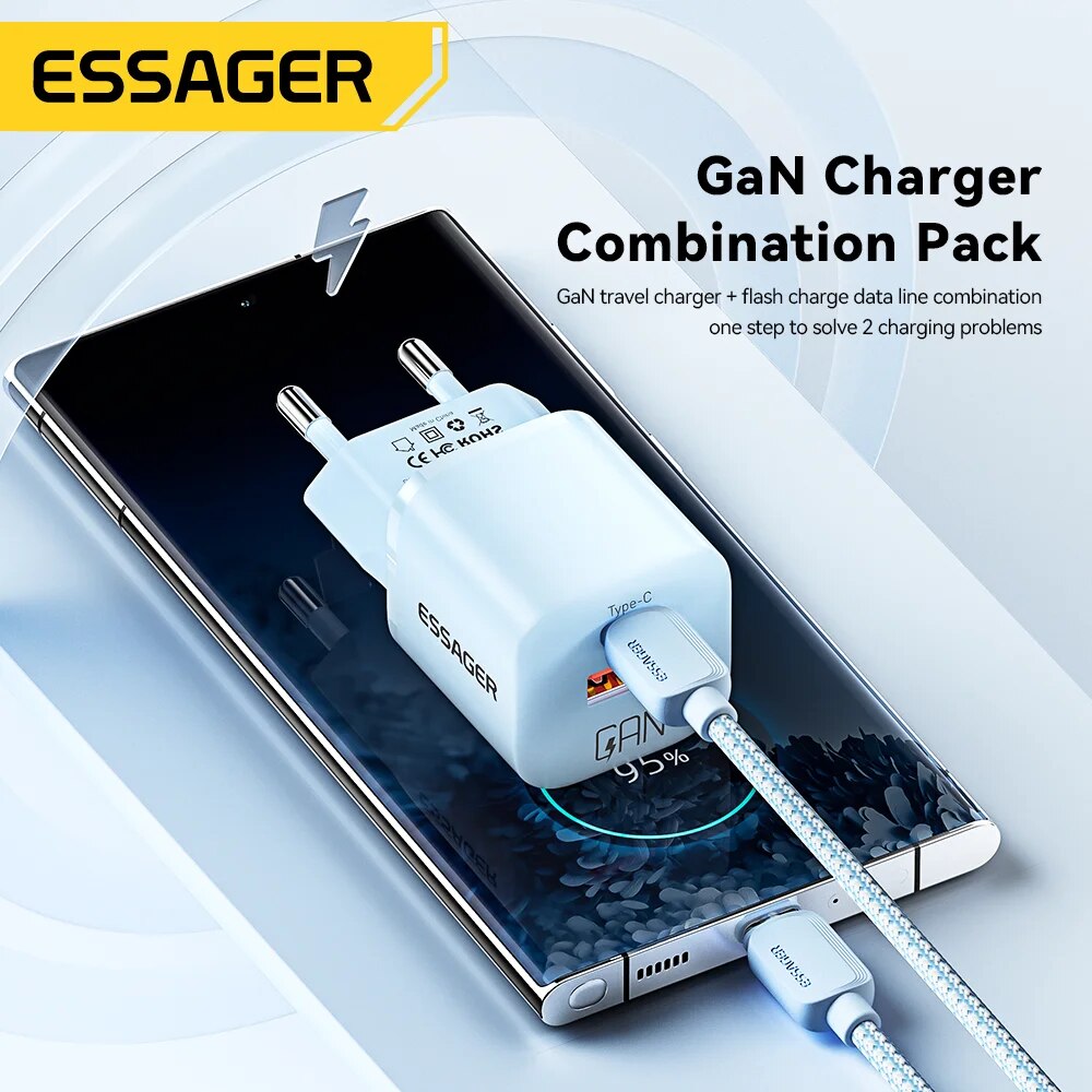 Essager 20W GaN USB tipo C cargador PD carga rápida teléfono QC 3,0 cargadores rápidos para iPhone 14 13 12 11 Pro Max Mini iPad carga