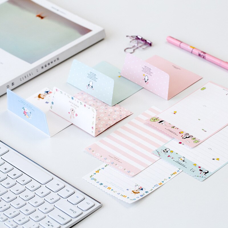 Lot de 4 enveloppes de papier à lettre fleur d&#39;amour, papier Kawaii pour écriture, fournitures scolaires et de bureau