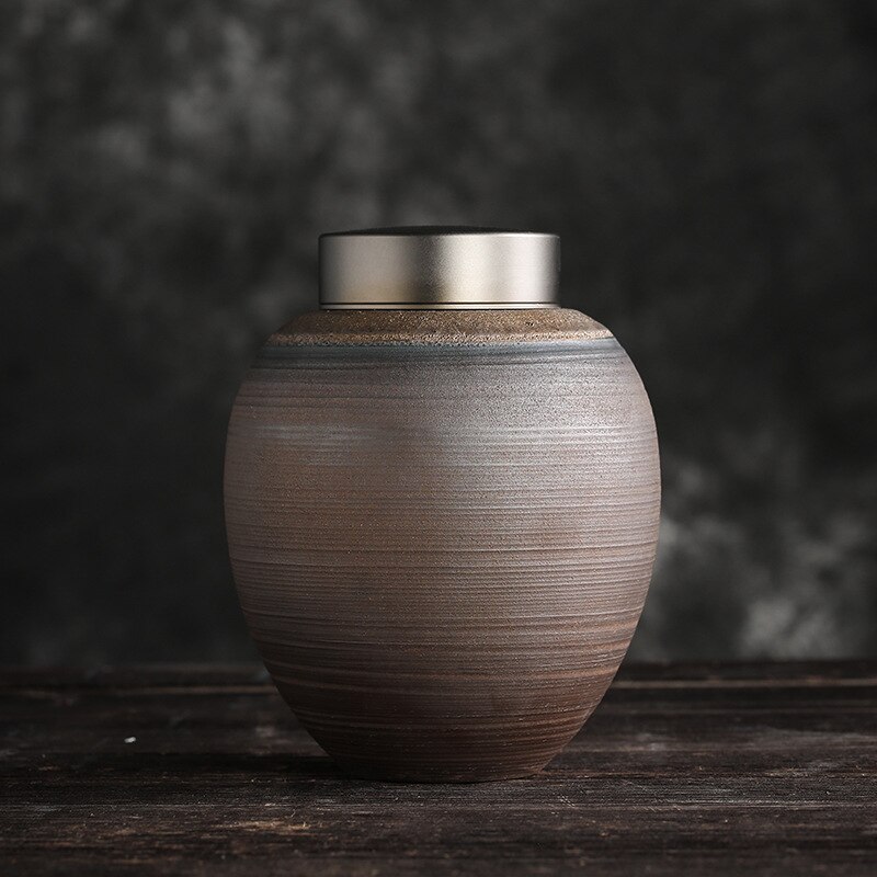 Retro Keramische Theebus Thuis Luchtdichte Pot Keuken Spice Container Reizen Draagbare Koffie Snoep Potten Handgemaakte Theewaar Levert: B  13X16CM  1000ML