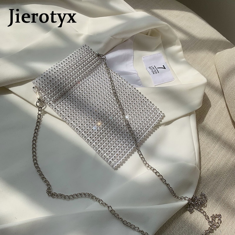 JIEROTYX Super Flash Women Shoulder Bag Full Diamonds Lady Crossbody Bag Chain Diagonal Handbag Mobile Phone Lady mini Bag