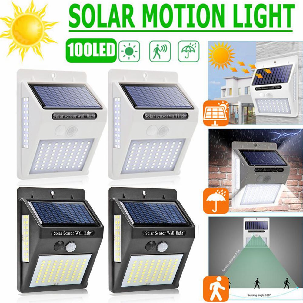 100LED Solar Wandlamp Buiten Motion Sensor IP65 Waterdichte Driezijdige Yard Straat Solar Lamp Tuin Decoratie Verlichting