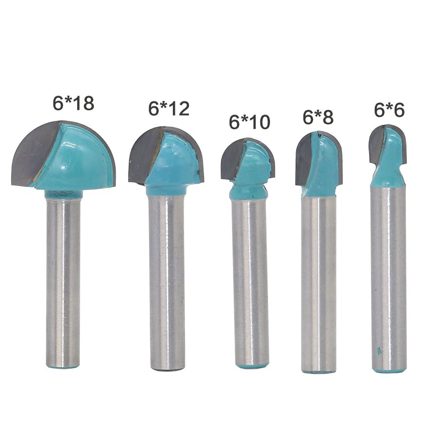 6mm Shank CNC tools solid carbide round nose Bits Round Nose Cove Core Box Router Bit Shaker Cutter Tools For Woodworking: 5PCS
