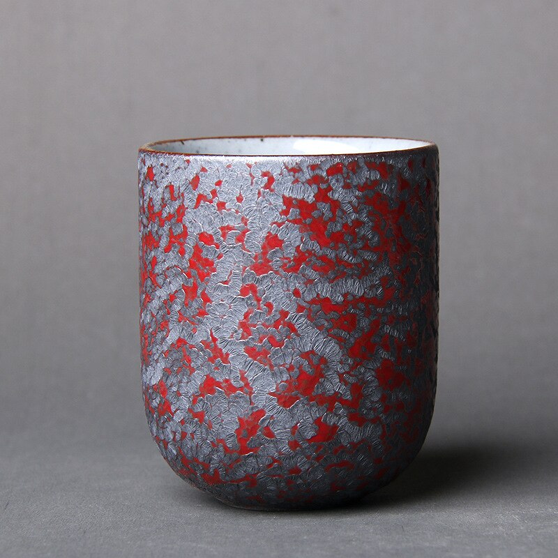 Taza de té de cerámica japonesa, taza de café de porcelana de 128ml, cerámica rugosa de té de kung-fu, vasos grandes de cerámica de piedra para té: Red