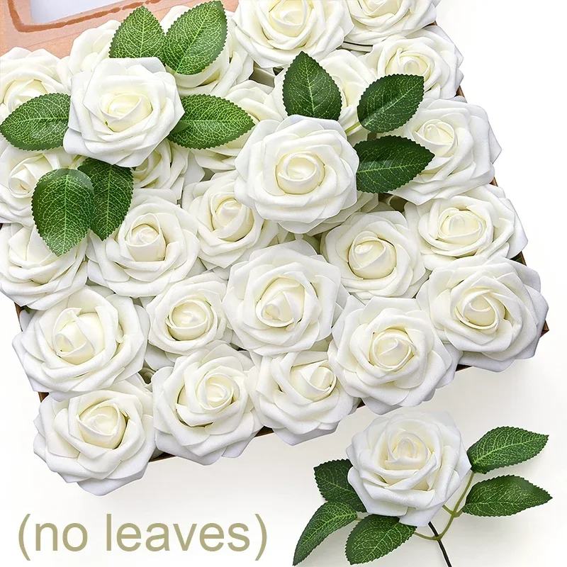 50/5 Uds. De rosas artificiales de espuma Multicolor, rosas falsas para bricolaje, ramos de de boda, arreglos de centros de mesa, decoraciones para el hogar: XS / Rojo