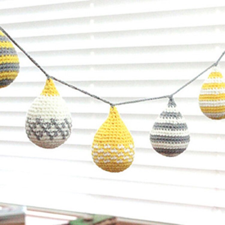 Scandinavische stijl hangende decoraties gehaakte druppels decoratie babymobiel tipi decoratie: Geel