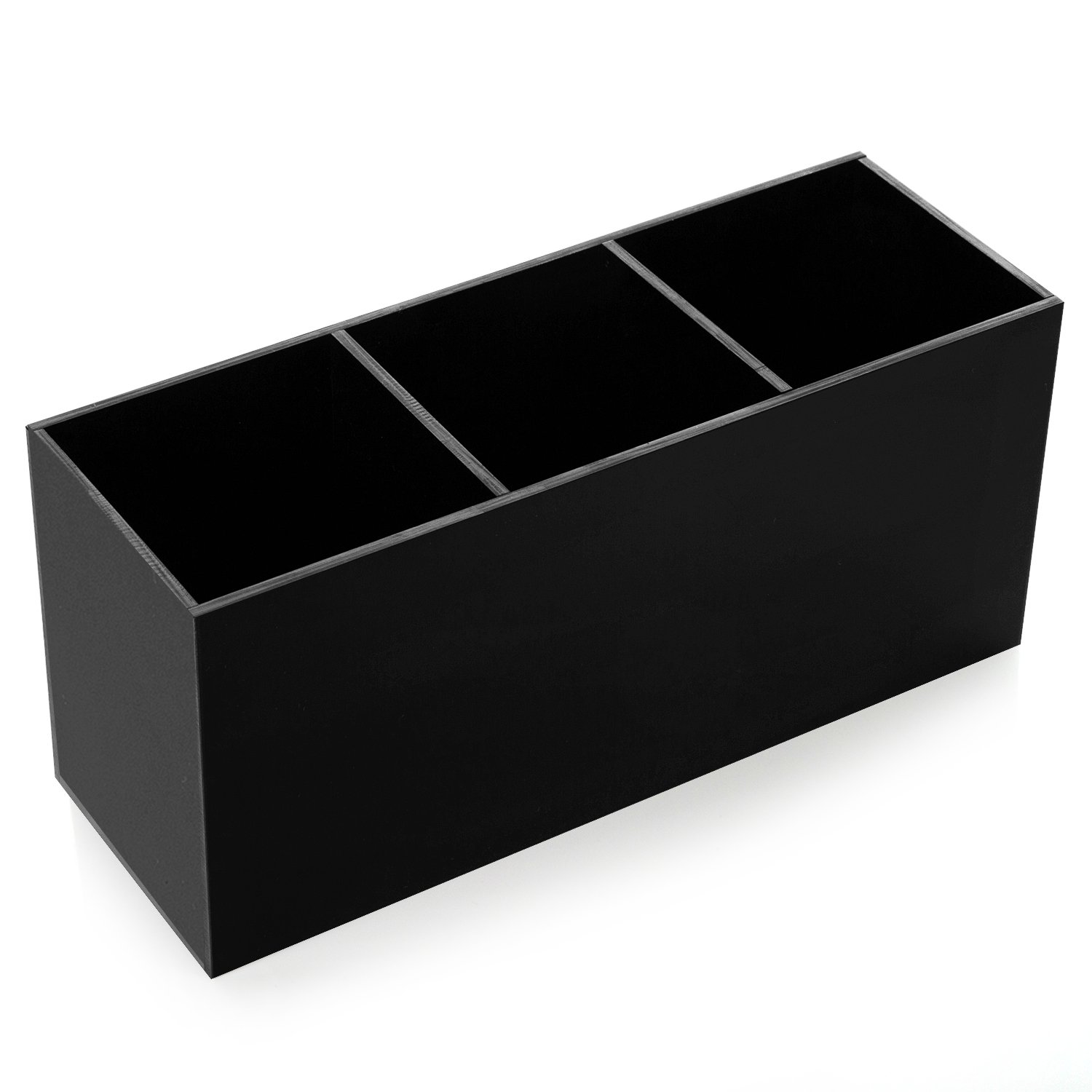 Makeup Brush Holder Organizer Storage 3 Slot Acrylic Cosmetics Brushes Storage Solution Perfume Organizer Makeup Black White: black