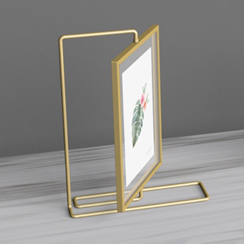 Metal 360 Degree Rotating Photo Frame Geometric Picture Storage Home Decoration Office Wedding Ornaments