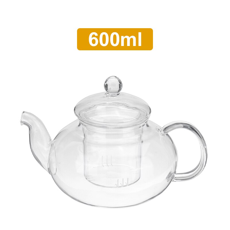 Heat-resistant Glass Teapot Glass Teacup Flower Tea Pot With Infuser Tea Kettles Kung Fu Tea Set Teapots For Brewin Flower Tea: 600ml