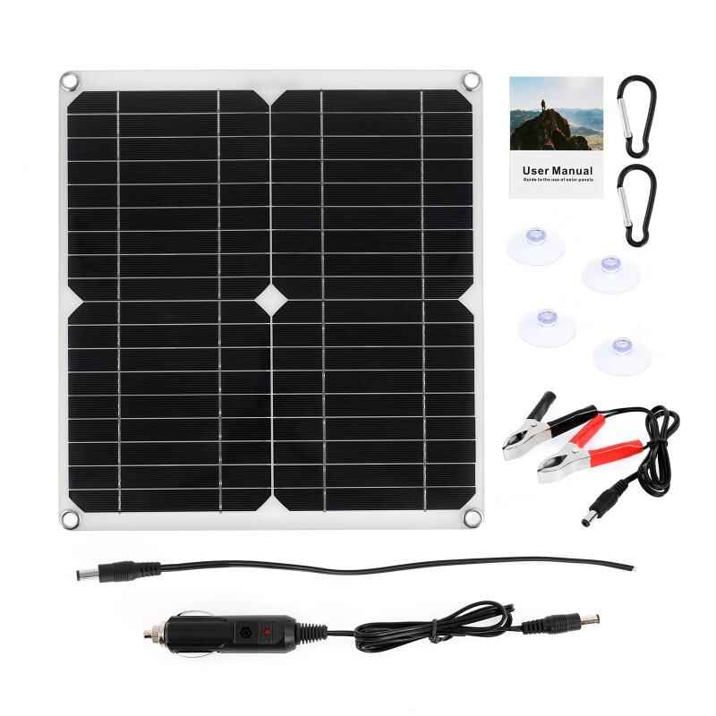 100w 12v/18v solcellepanel solceller monokrystallinsk silisium solcellepanel kraftbank  + 30a kontroller solbatterilader kit: Bare solcellepanel