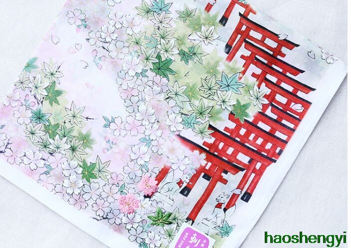 Goede Japanse Geborduurde Zakdoek, Dunne Zachte Hankerchief Vrouwen 48*48Cm,: B