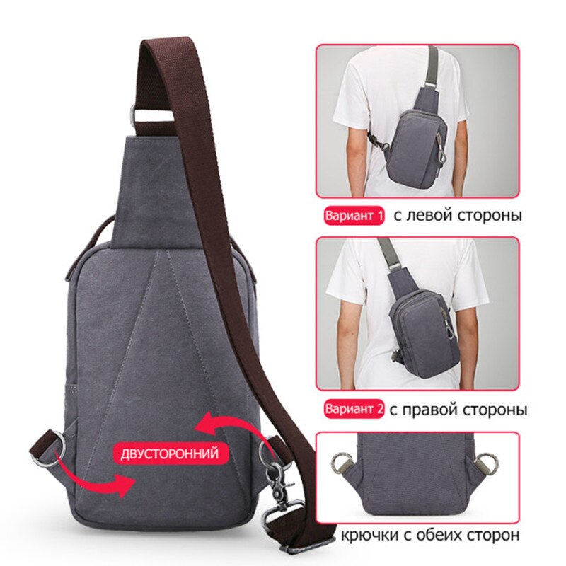 Muzee mångsidig canvas sling bags bröstväska för män usb-laddning crossbody herrväska lediga reseaxelhandväskor