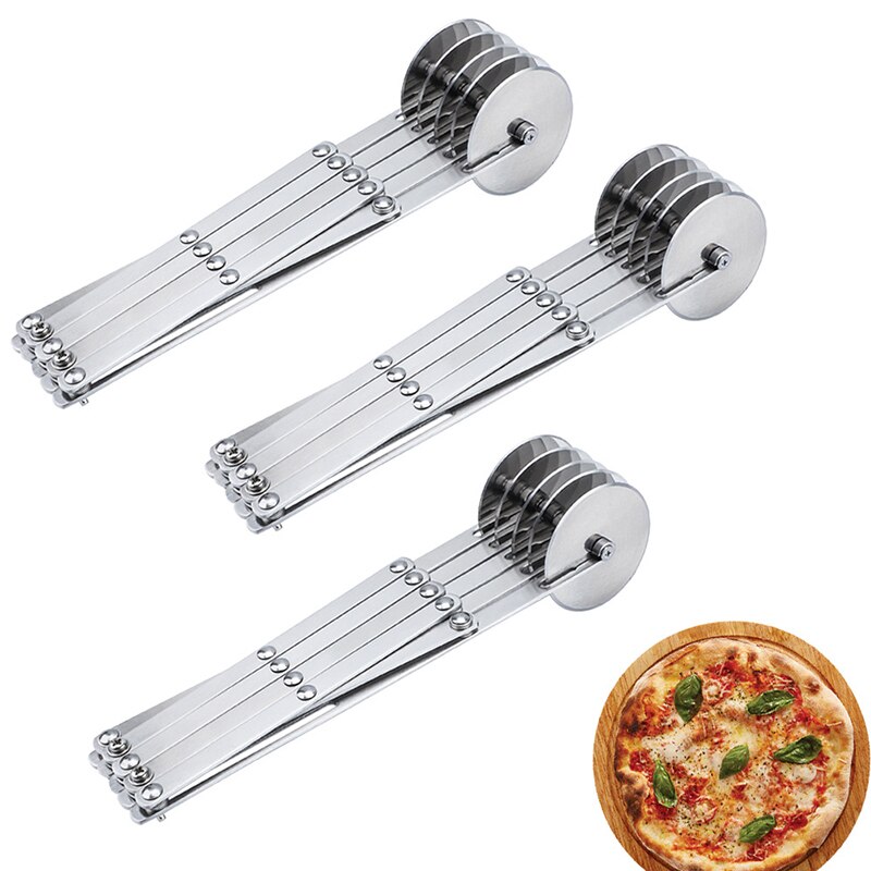 5 Wheel Pastry Cutter Stainless Steel Pizza Slicer Expandable Pie Crust Roller Baking Tool for Household Business Pizza Tool