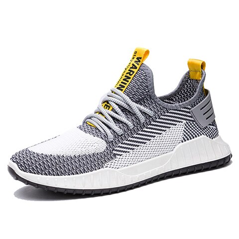 Mesh sko herre sneakers afslappet snøresko letvægts vulkanisere walking sneakers zapatillas hombre herre high top sneakers: Grå / 42