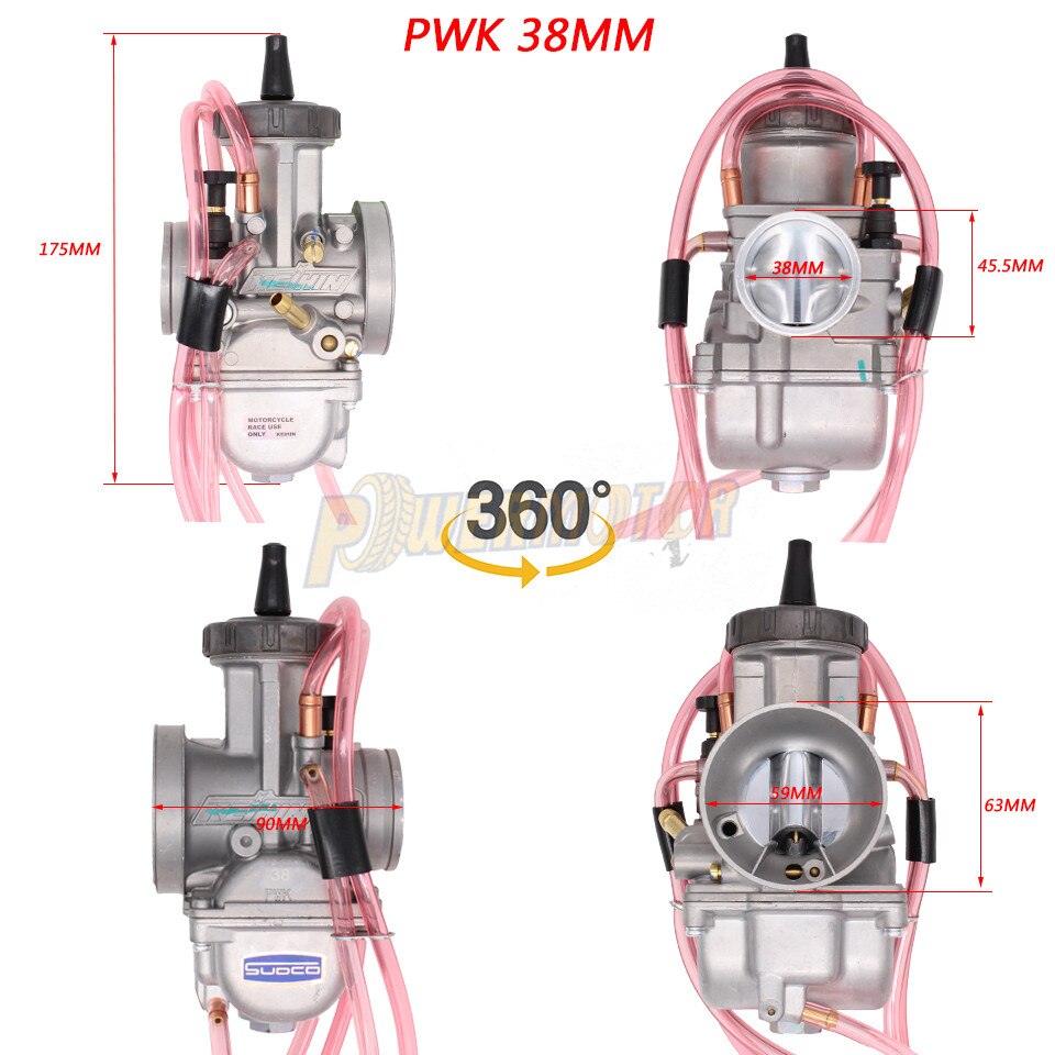 Carburador de cortina plana para motocicleta, motocicletas para Keihin PWK 36 38 33 34 35 40 42mm Dirt Pit Bike Enduro, accesorios para Motocross: Castaño