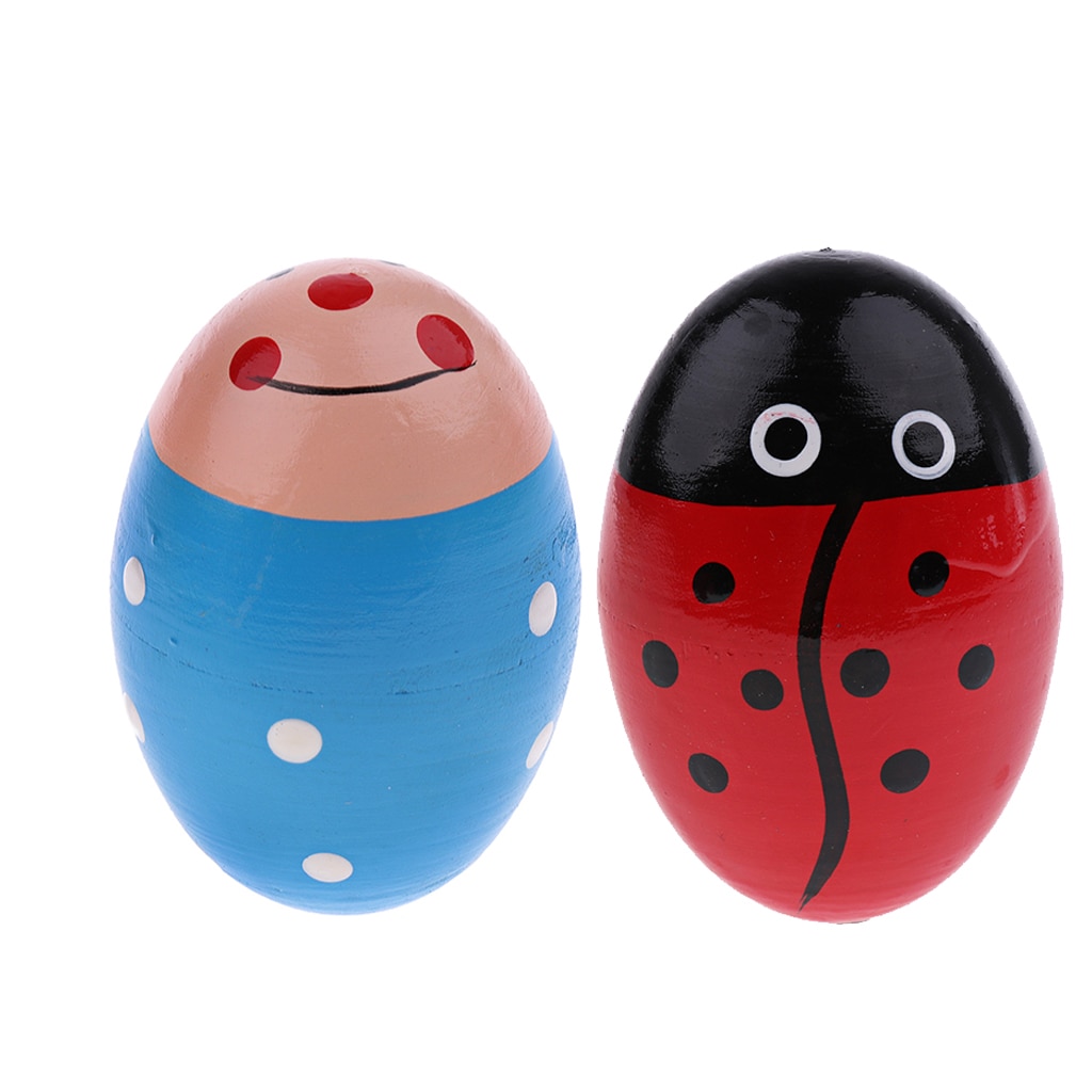 2 Stuks Hout Hand Shaker Ei Maracas Percussie Speelgoed Voor Early Learning