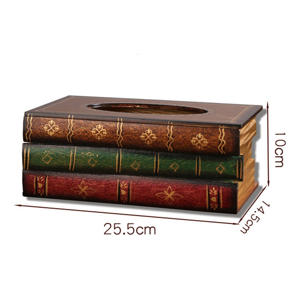 Caja de pañuelos Vintage en forma de libro, contenedor para el hogar y el coche, almacenamiento de patrones curvos, soporte de papel, decoración de mesa
