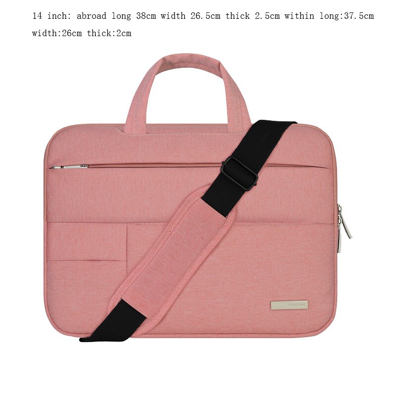 Bolso de para mujer, bolso para ordenador portátil 15 14 13 12 11,6 pulgadas, maletín, bandolera de hombro para Macbook Air Pro, funda para ordenador: 14inch Pink