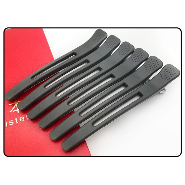 Pinces à cheveux noires pour Salon de coiffure, 6 pièces, en bouche de canard, plates, accessoires pour couper les cheveux, Diy, maison: Grey