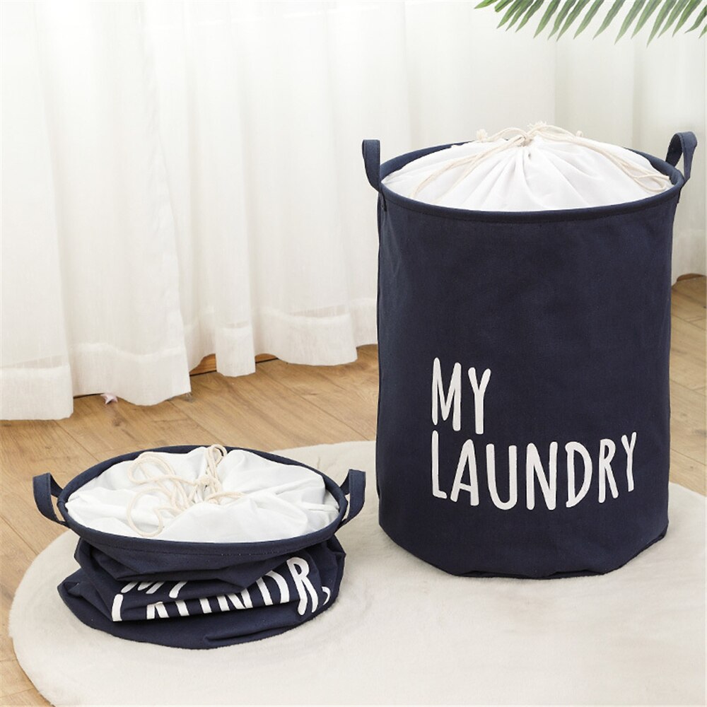 Laundry Basket Drawstring Dirty Clothes Storage Bag With Handle Foldable Toy Clothing Organizer Modern Home Supply Organizers