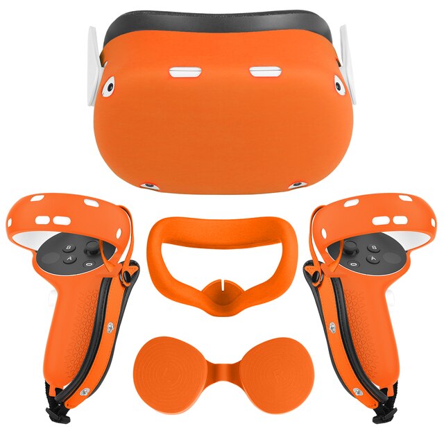 Vr Beschermende Cover Set Voor Oculus Quest 2 Vr Touch Controller Shell Case Met Riem Handvat Grip Voor Oculus Quest 2 Accessoires: Orange