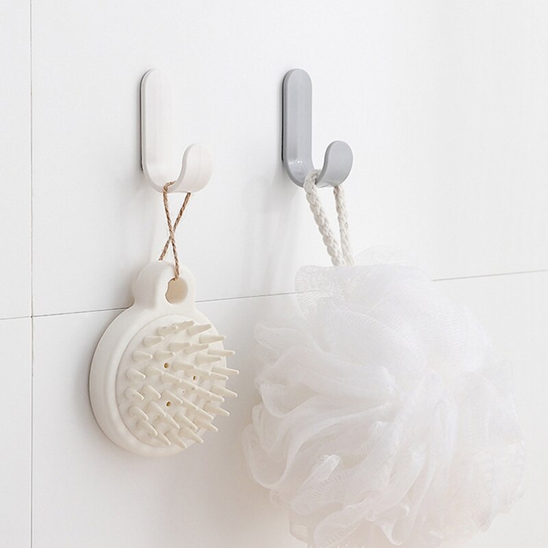 Ganchos sin clavos de Metal tipo J para baño, cocina, pasillo, llave, colgador de puerta de habitación, gancho sin perforaciones, 5 piezas