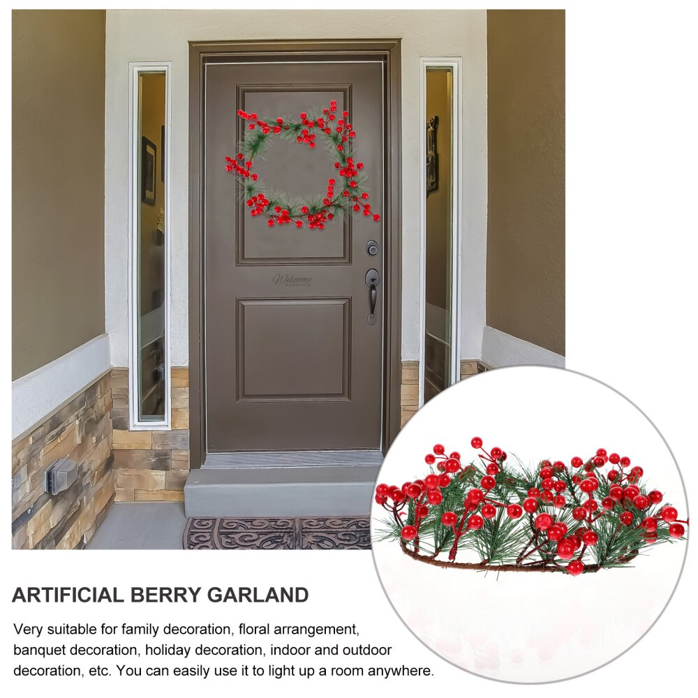 Christmas Wreath Stylish Pretty Artificial Berry Garland Hanging Wreath Red Berry Garland Red Berry Wreath