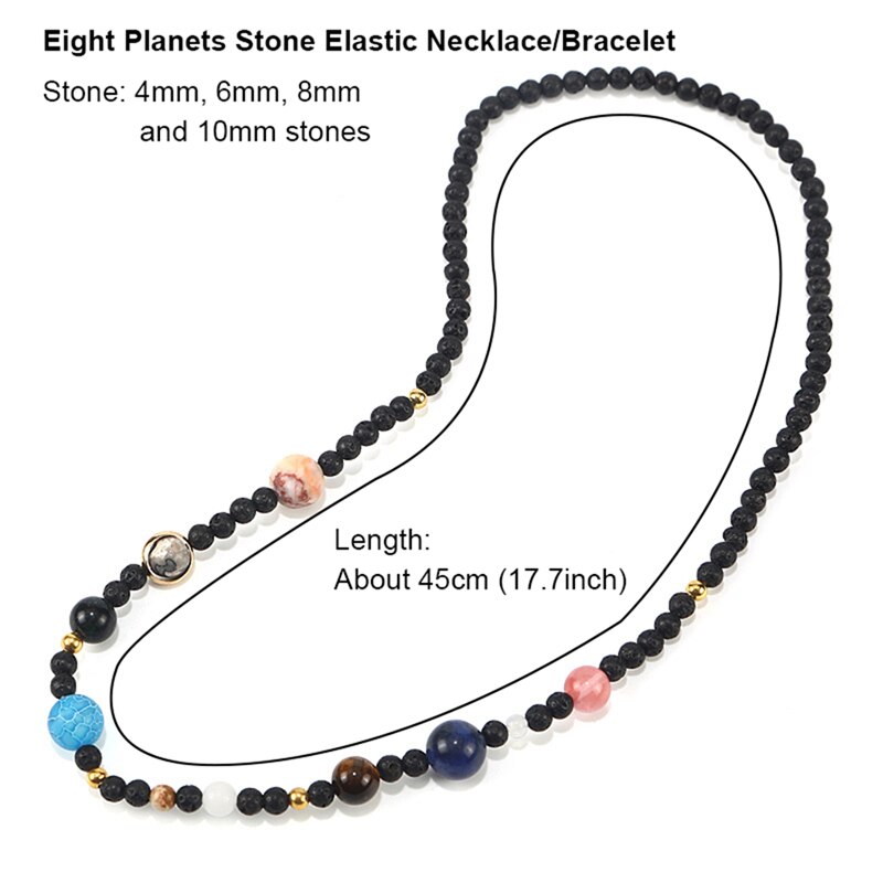 Collier de 9 planètes dans le système solaire pour femmes, dôme de perles de la nébuleuse cosmique de l&#39;espace, bijoux d&#39;anniversaire de la saint-valentin