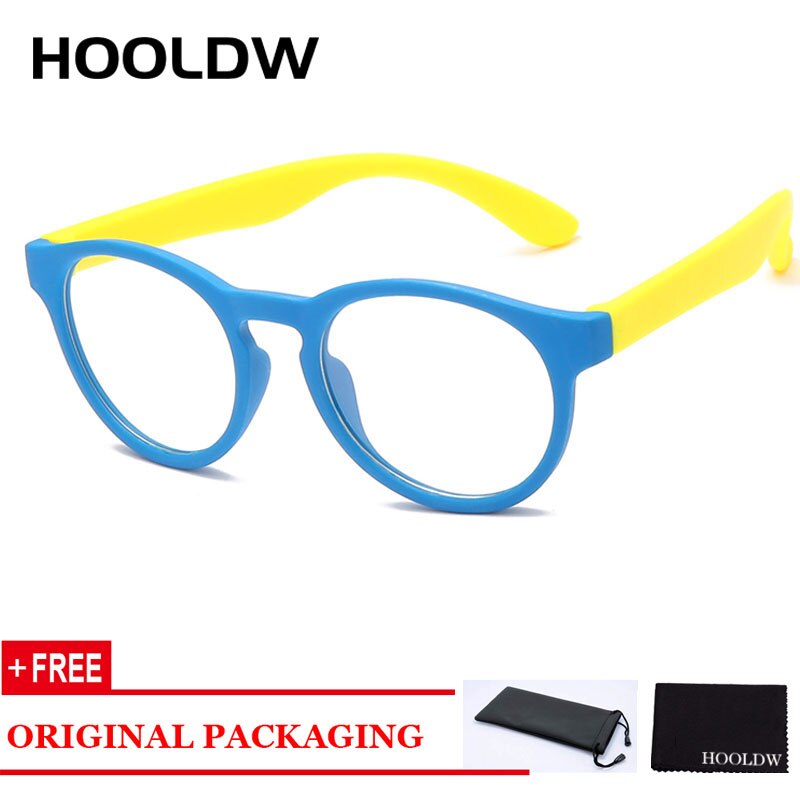 Pyöreä sininen valo lasten silmälasit lasten optiset kehykset silmälasit pojat tytöt tietokone läpinäkyvät estävät heijastamattomat silmälasit: Sininen keltainen