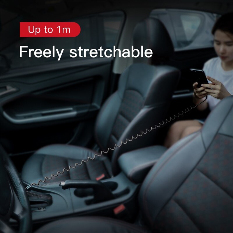 car spring retractable usb cable for iPhone 11 pro xs max xr 8 7 6s plus 5se ipad charger fast charging data for lightning cable