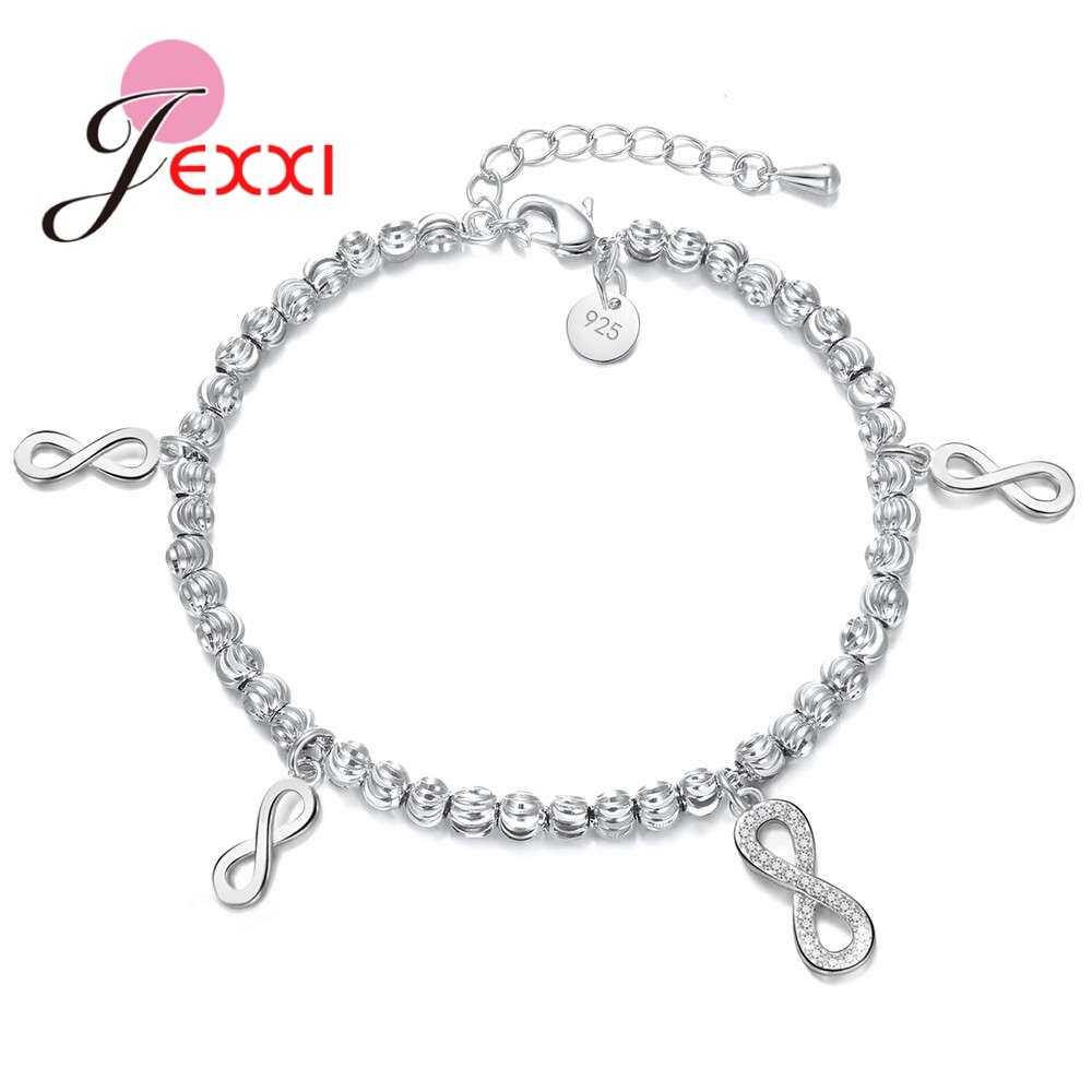 925 sterling zilveren kralenarmbanden, eenvoudig verstelbaar, pulseras mujer sieraden voor vrouwen, beste vriend 16 stijl: Brief 8