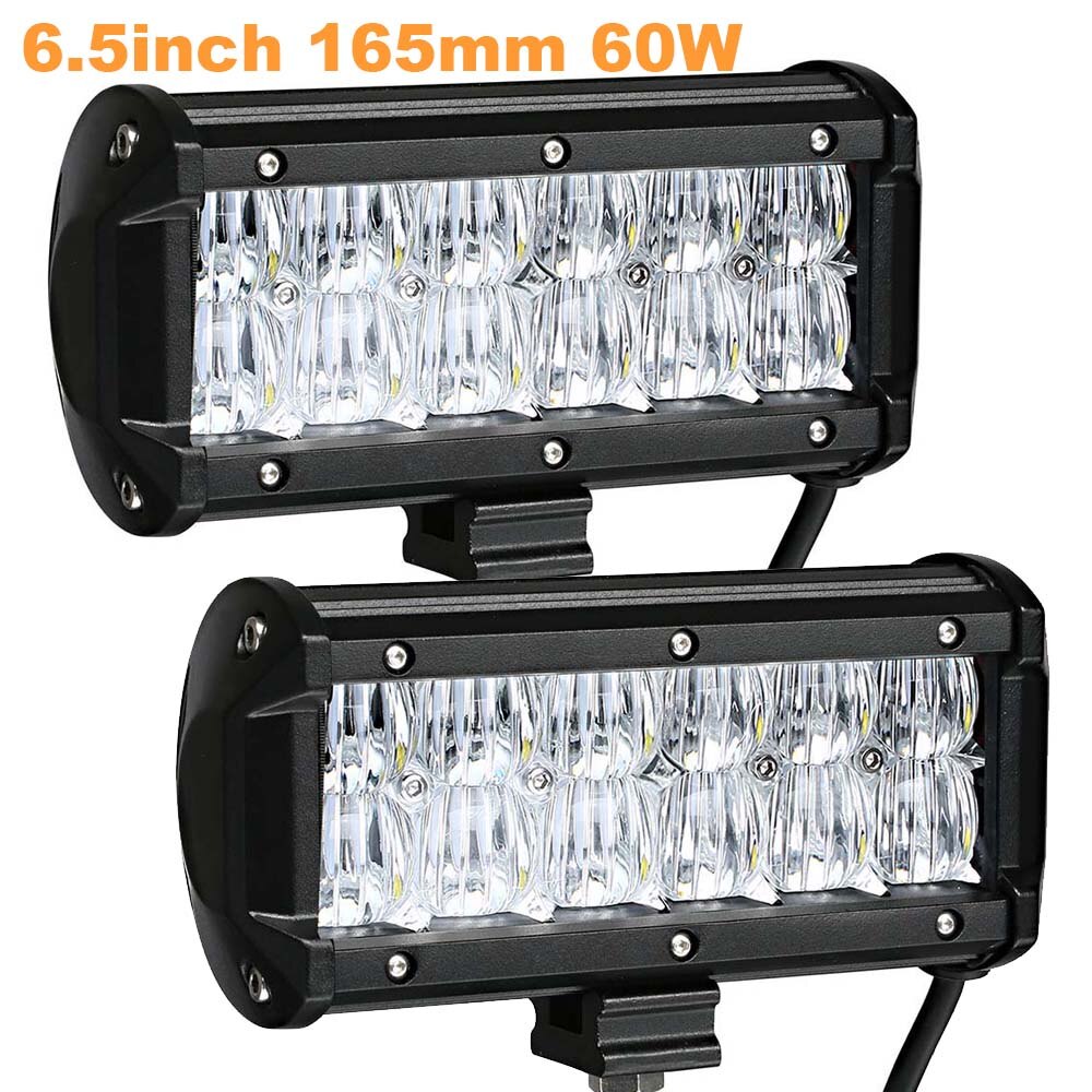 Weketory 4 6,5 4 9,3 12 17 pulgadas 30W 60W 90W 120W 180W 5D Barra de luz LED de obra para Tractor Boat OffRoad 4WD 4x4 camión SUV ATV 12V 24v: 2PCS 60W Flood