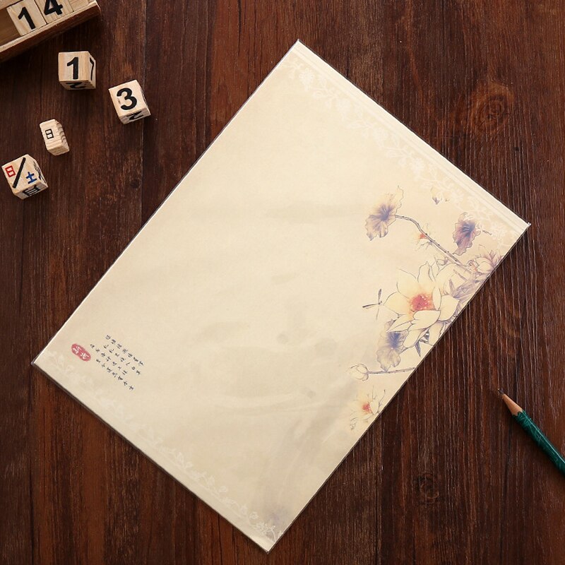 8 st kinesisk stil blomma kuvert brevpapper set barn skola kawaii brevpapper kontor meddelande skrivpapper brev set