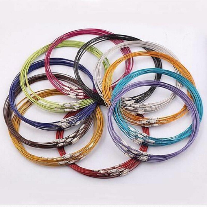 Stainless Steel Wire Choker Necklace 18" Mix Color Collares Populares Materials To Make Necklaces Cierres Para Collares 50Pc/Lot