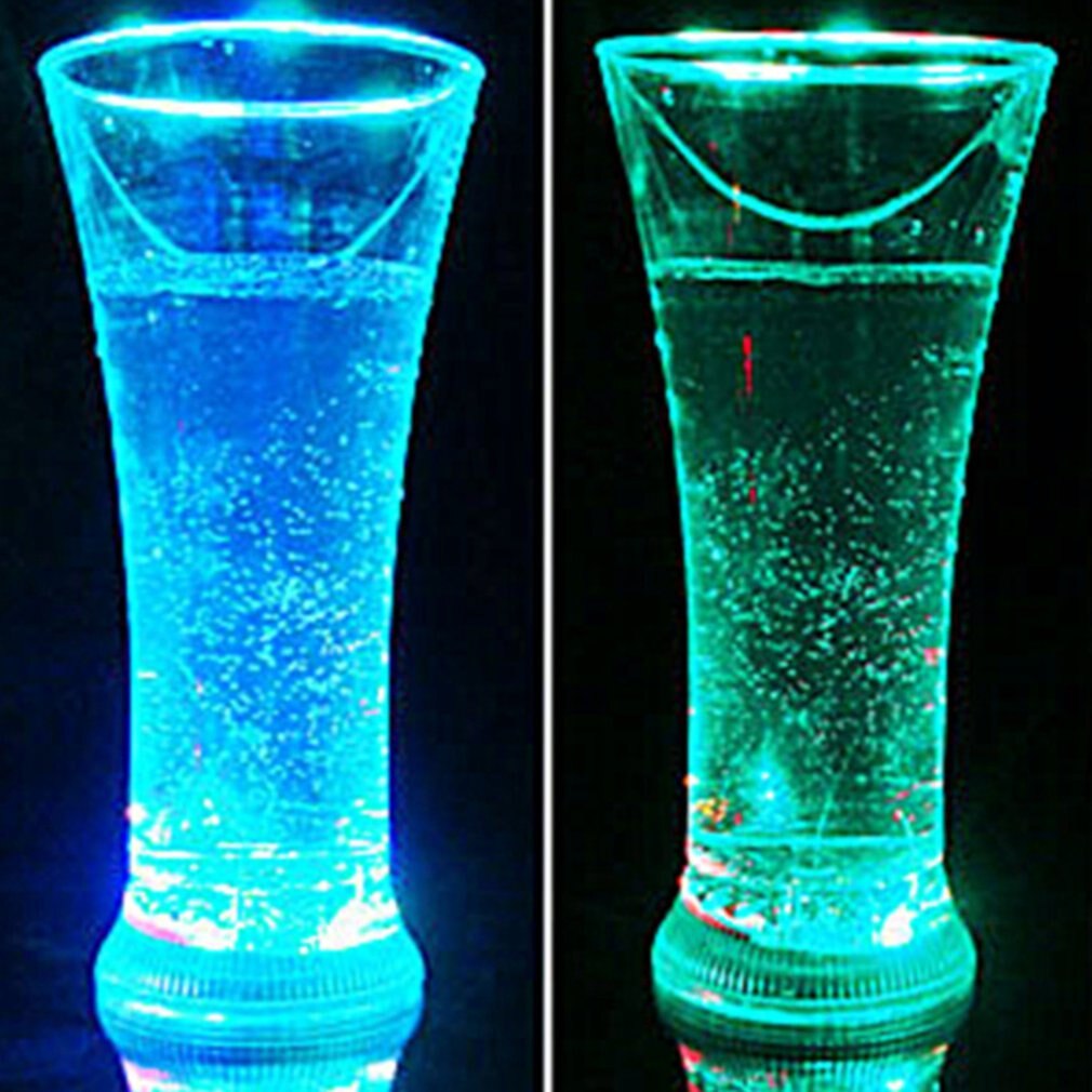 PREUP LED Colorful Glowing Heart Shape Cup Flash Water Luminous Cup For Induction Light Beer Bottle Cool Drink Wine