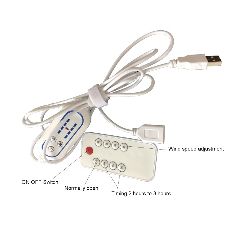 Tyst 6 blad usb-driven tak takfläkt med fjärrkontroll timing 4 hastigheter hängande fläkt för campingsäng sovsal tält
