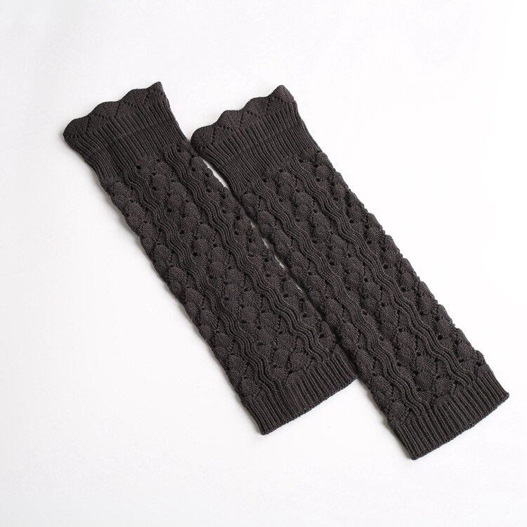 Imitation lace long Leg Warmers knitting Korean socks pick holes turn mouth pile socks SA300: dark gray