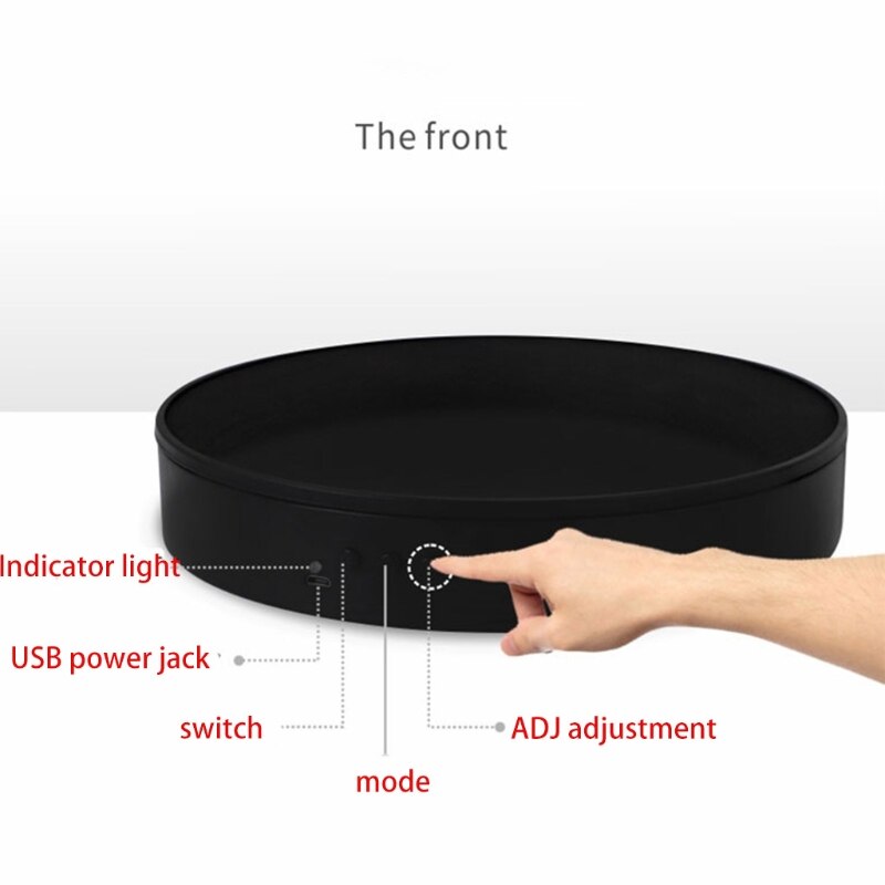 20cm 360 Degree 5V Electric Auto-Rotation Photography Rotating Turntable Display Stand Display Turntable(Black suede)