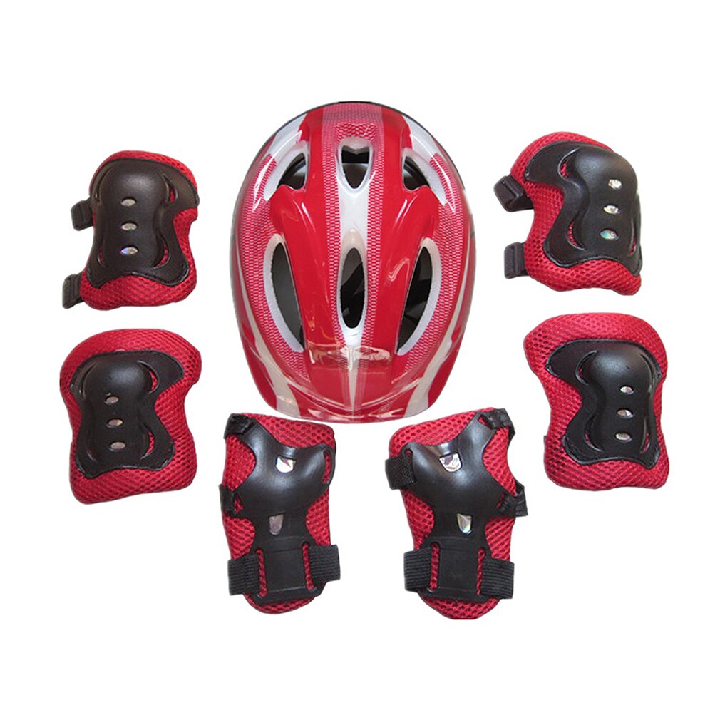 7 Stks/set Kids Rolschaatsen Fiets Helm Knie Pols Guard Elleboog Pad Set Voor Kinderen Fietsen Sport Beschermende Guard Gear set: A