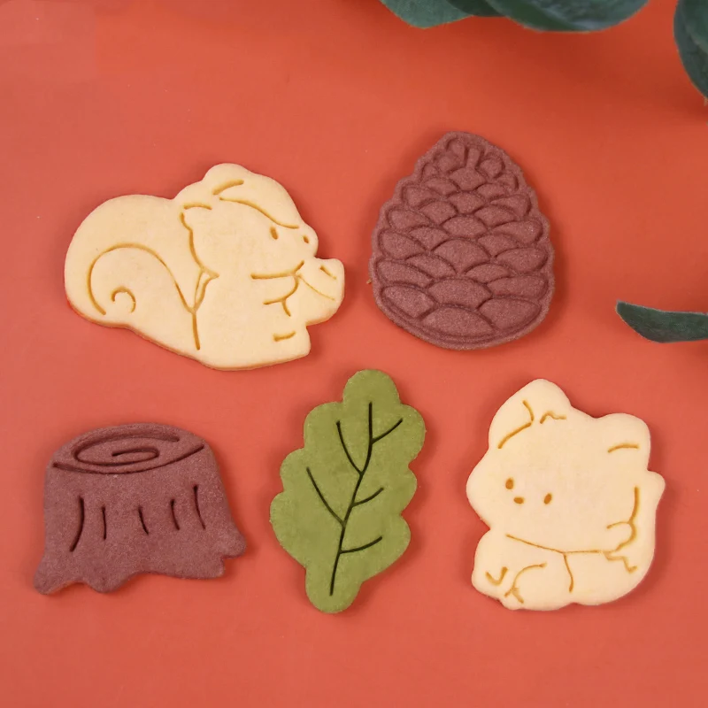 Cartoon Herbst Blätter Eichhörnchen Eule Muster Keks Form Thanksgiving Day Kastanien Tannenzapfen Fondant Cookie Cutter Backen Werkzeug