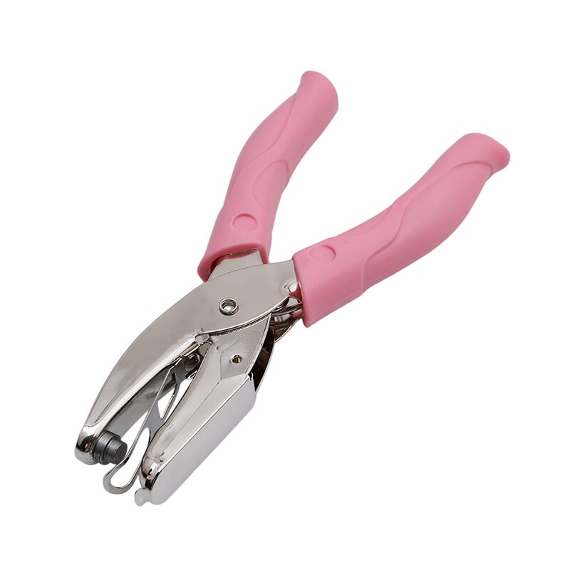 Hand Held 1 Hole Metal Paper Punch Single Heart Shape Hole Greeting Cards Scrapbook Notbook Puncher Hand Tool Pink Grip