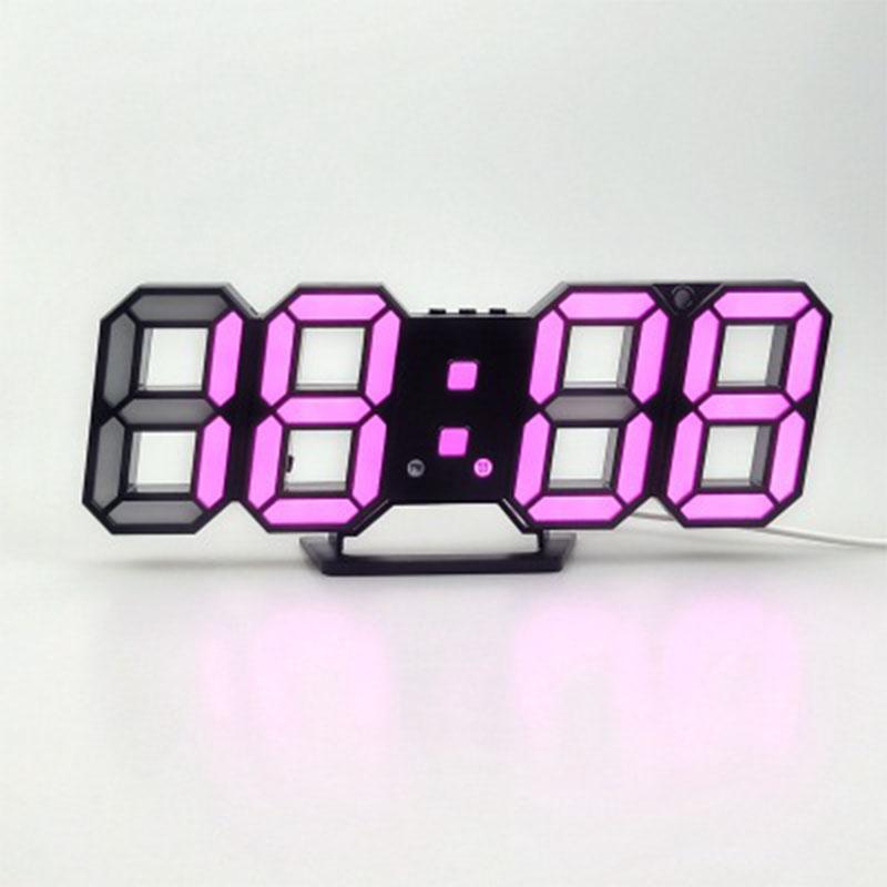Digitalt vægur 3d led display vækkeure køkken kontorbord desktop vægur moderne 24 or 12 timers display: F
