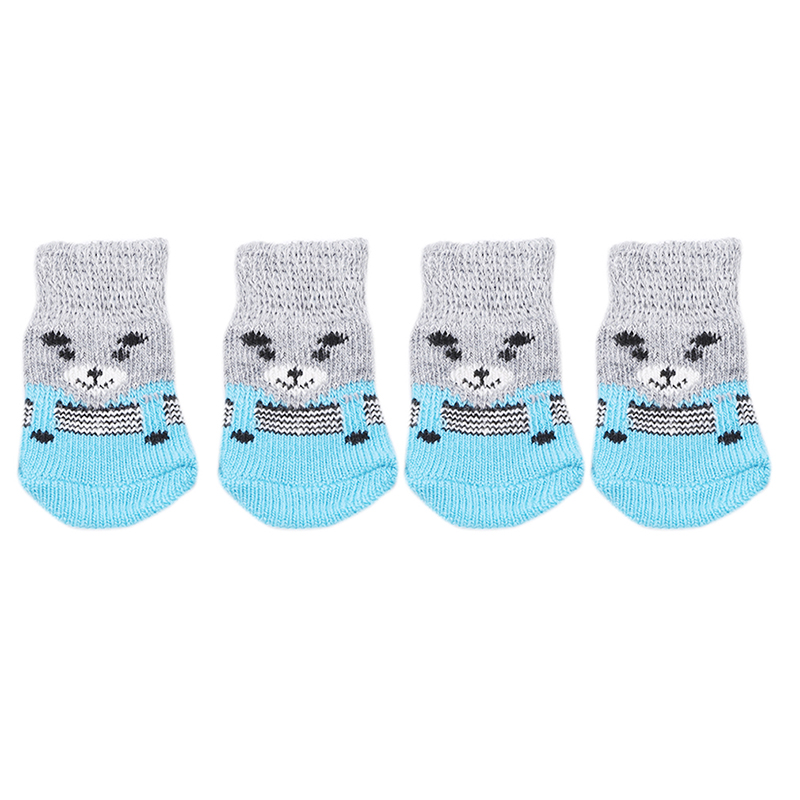 Pet Dog Puppy Cat Shoes Slippers Non-Slip Socks Pet Cute Indoor for Small Dogs Cats Snow Boots Socks pet supplies: blue gray S