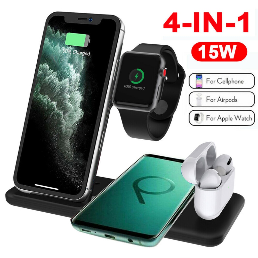Qi 15W Draadloze Oplader Stand 3 In 1 Snel Opladen Dock Station Voor Airpods Pro Apple Horloge 5 Iwatch iphone 11 Xs Xr X 8 Samsung